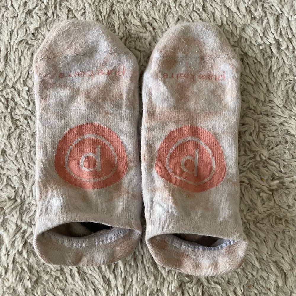 Pure Barre Coral Tie Dye Socks